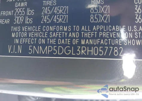 2024 Hyundai Santa Fe Calligraphy из США, поврежденный, VIN 5NMP5DGL3RH057782